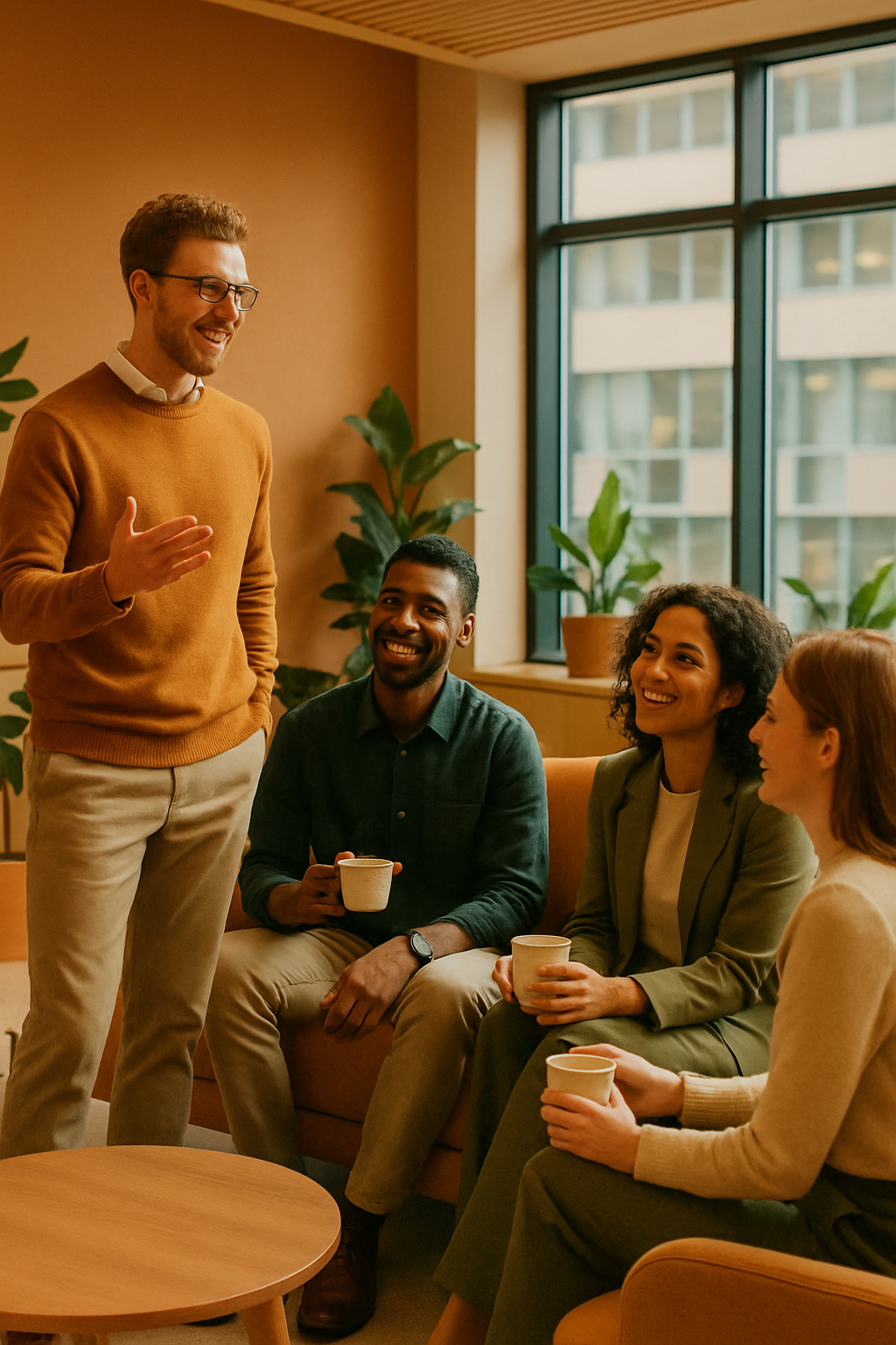 Jeunes professionnels interagissant dans un environnement de travail
